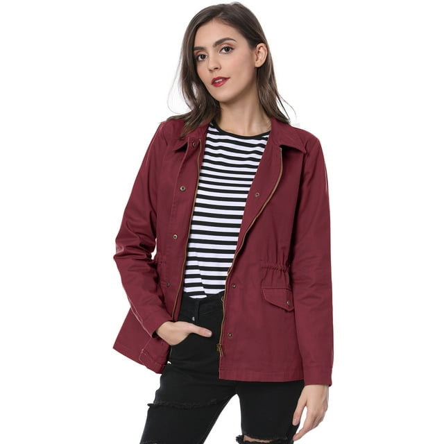INSPIRE CHIC Veste Utilitaire pour Femme Unie à Taille Coulissante avec Poches à Rabat