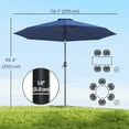 thumbnail image 3 of Outsunny Parasol de Marché Rond 10 Pieds x 8 Pieds, Parasol de Patio, Bleu, 3 of 10