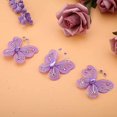 thumbnail image 4 of 100 mariposas de lentejuelas de hilo de malla transparente, mariposa morada, nailon, delicadas piedras preciosas, decoración de prendas, suministros para fiestas, bodas, tema de mariposas (púrpura), 4 of 5