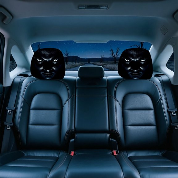 VMWMSSR 4 Pack Universal Stretch Car Headrest Protector Halloween Face Print Auto Seat Headrest Cover Breathable Vehicle Seat Headrest Decor Accessory(Black2-9.84")
