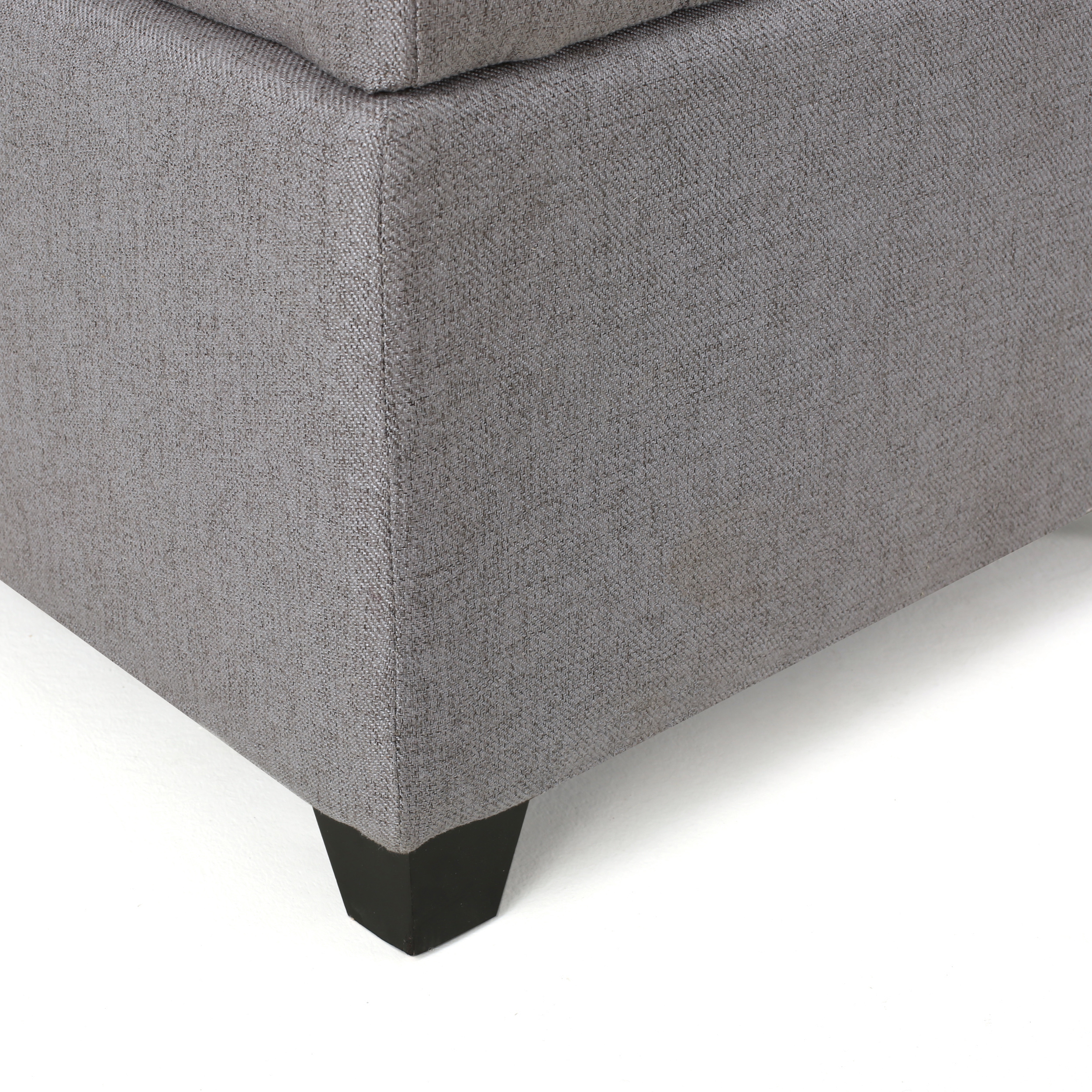 Noble House Hampton Contemporary Tufted Fabric Storage Ottoman, Gray