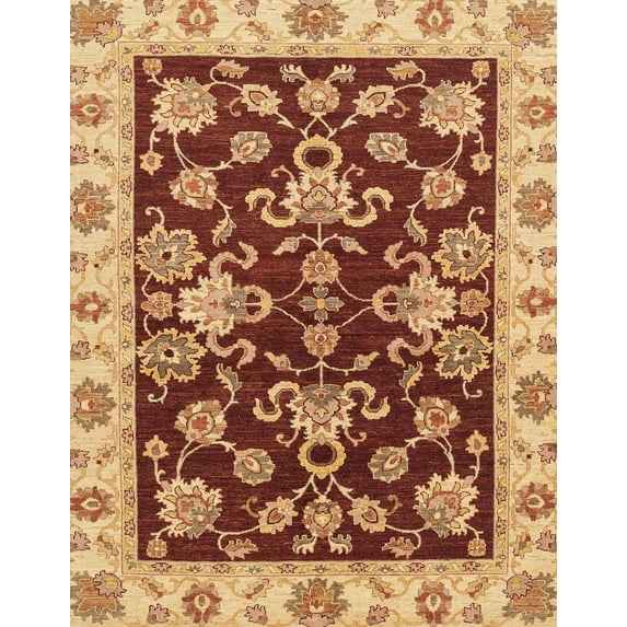 Ahgly Company Indoor Rectangle Abstract Red Oriental Area Rugs, 5' x 7'