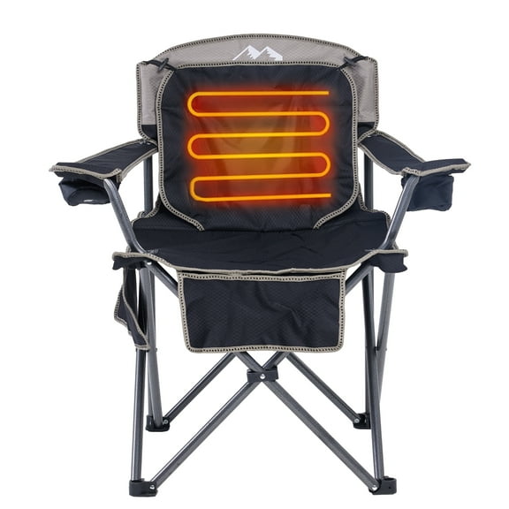 M8TRX Outdoors Heated Camping Chair, Portable Chair w/ 5000mAH Power Bank, 3 Heat Levels, USB Charging Port, Black
