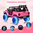thumbnail image 3 of Shininglove 24V Battery Powered Ride-on Car with Remote Control, 4WD Powered Off-Road UTV Toy Car with LED Lights, MP3 & Back Storage(Pink), 3 of 7
