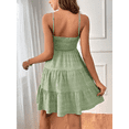thumbnail image 4 of Women's Summer Dresses Boho Sleeveless Dress Halter Solid Colour Pleated Casual Fit Elegant Vacation Sundress (Light Green,Small), 4 of 6