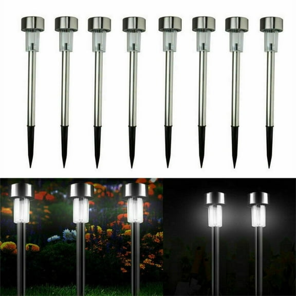 Harpi Garden Lights Solar Powered 8PCS Garden Stainless Steel LED Solar Landscap E Pat H Lights Yard Lamp Luces Solares Para Exteriores