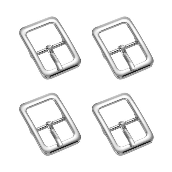 Uxcell 0.75 IN(19mm) Single Prong Belt Buckle [4Pcs] - Metal Center Bar Buckle - [Silver Tone] Square Loops Clasp