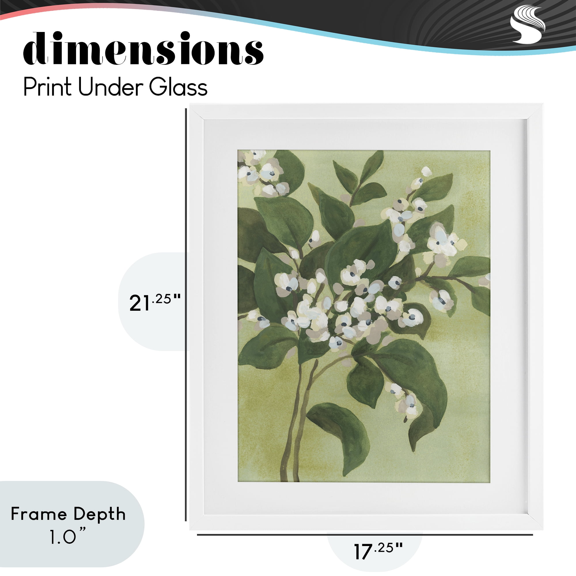 Stupell Industries Verdant Branch Blossoms White Framed Print Under Glass, design by June Erica Vess