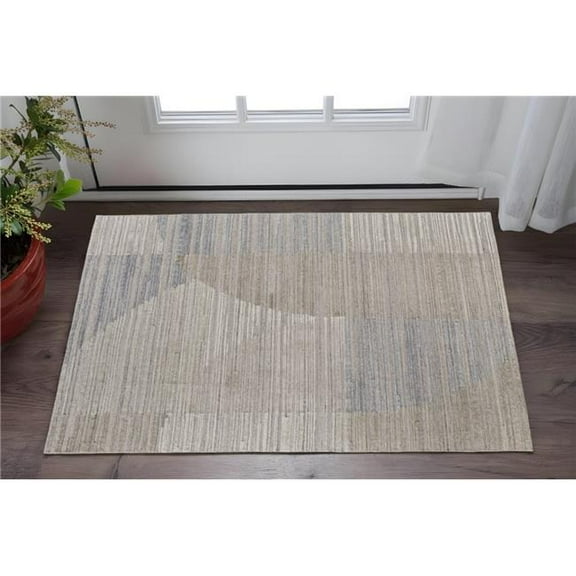HomeRoots 567020 2 x 3 ft. Abstract Hand Woven Worn Faded Rectangle Area Rug, Tan & Blue