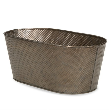 - Oblong Hammered Metal Container Large 12in