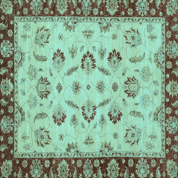 Ahgly Company Indoor Square Oriental Light Blue Traditional Area Rugs, 8' Square