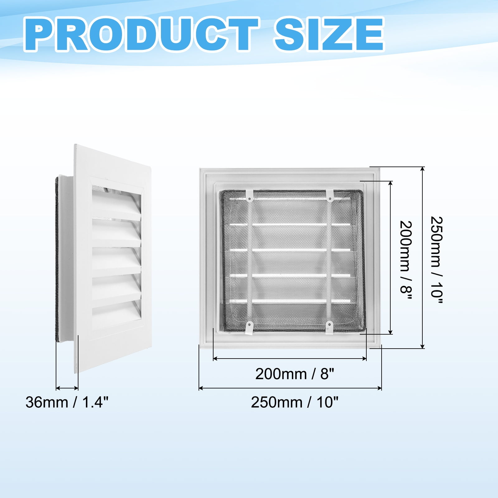 Uxcell 10x10 Inch Gable Vent, 2PCS Aluminum Alloy Wall Shed Vents with Strainer, White