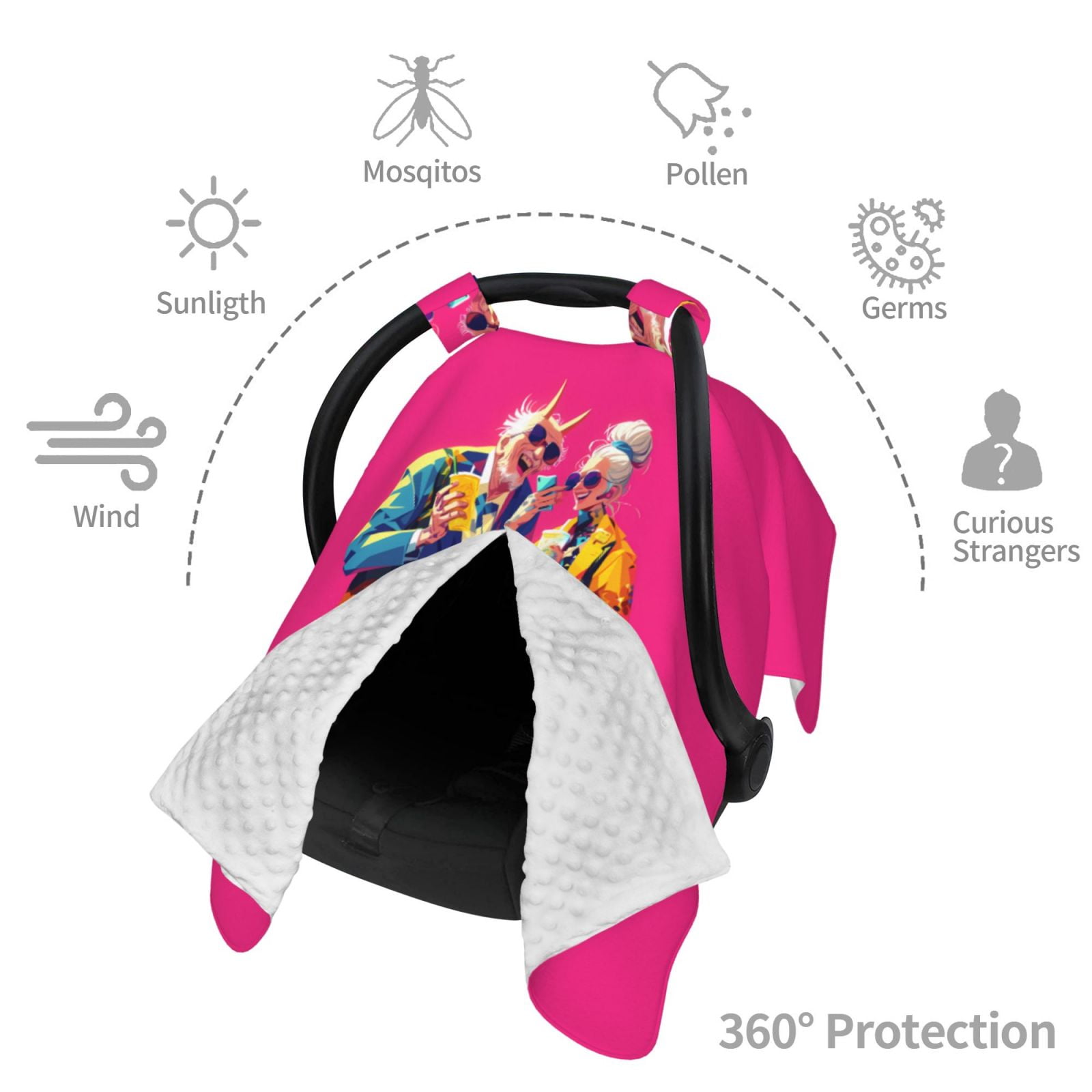 Car Seat Cover Baby - Hip Hop People No.126 Breathable Infant Car Seat Cover for Baby Carseat, Lightweight Comfort Baby Essentials Must Haves Newborn Stuff for Girl Boy
