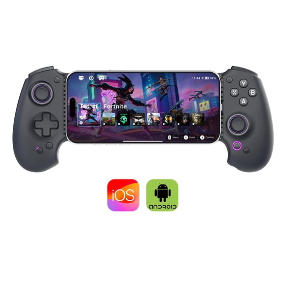 abxylute S9 Gaming Phone Controller for iPhone 15/16, iPad 6/7 and Android Phone Tablet, Bluetooth and Type-C Mobile Gamepad with App, for Roblox, Genshin
