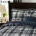 thumbnail image 5 of Amberspace Plaid Design 7-piece Bed in a Bag Comforter Set with Sheets,Navy Blue,Queen, 5 of 8