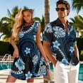 thumbnail image 3 of Yuyamidu Matching Beach Outfits for Couples Hibiscus Floral Puletasi Samoan Women's Tank Dress Summer Polynesian Shirt Aloha Shirt Men Samoan Tribal Print Sundress XL, 3 of 6