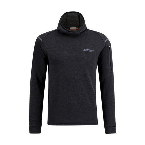 SWIX Adult Male Pace Midlayer Hooded Sweater, Color: Black, Size: M