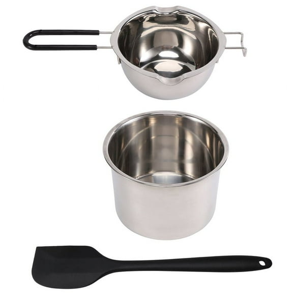 LOVEVER Ensemble de Pots à Double Chaudière en Acier Inoxydable avec Spatule en Silicone pour Faire Fondre la Cire de Savon au Chocolat et Faire des Bougies
