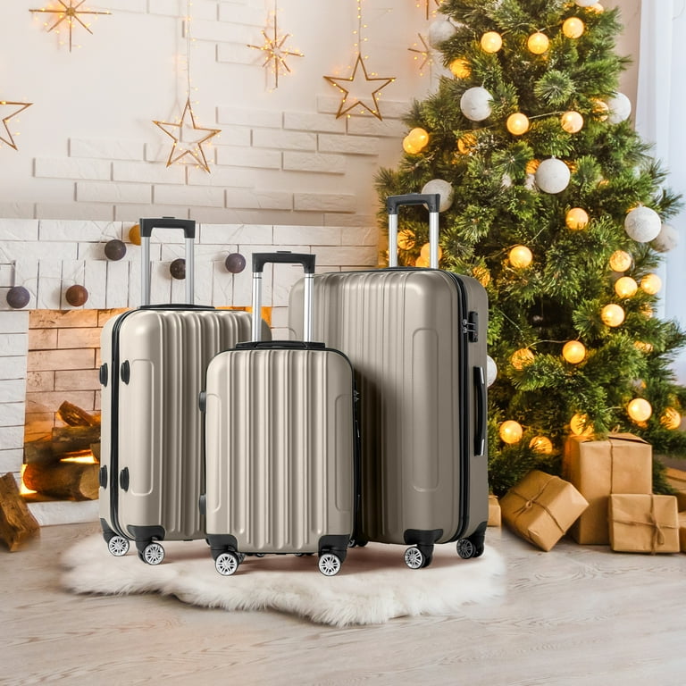 Zimtown 3 Piece Hard Shell Spinner Luggage Set, Durable ABS