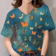 thumbnail image 1 of Camisetas con estampado 3d para mujer, ropa informal holgada con estampado de mariposa, Tops básicos Harajuku con cuello en V 5xl, verano 2023, 1 of 4