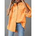 thumbnail image 3 of Women's Oversized Denim Jacket Long Sleeve Button Down Boyfriend Jean Coat Trucker Jacket, 3 of 4