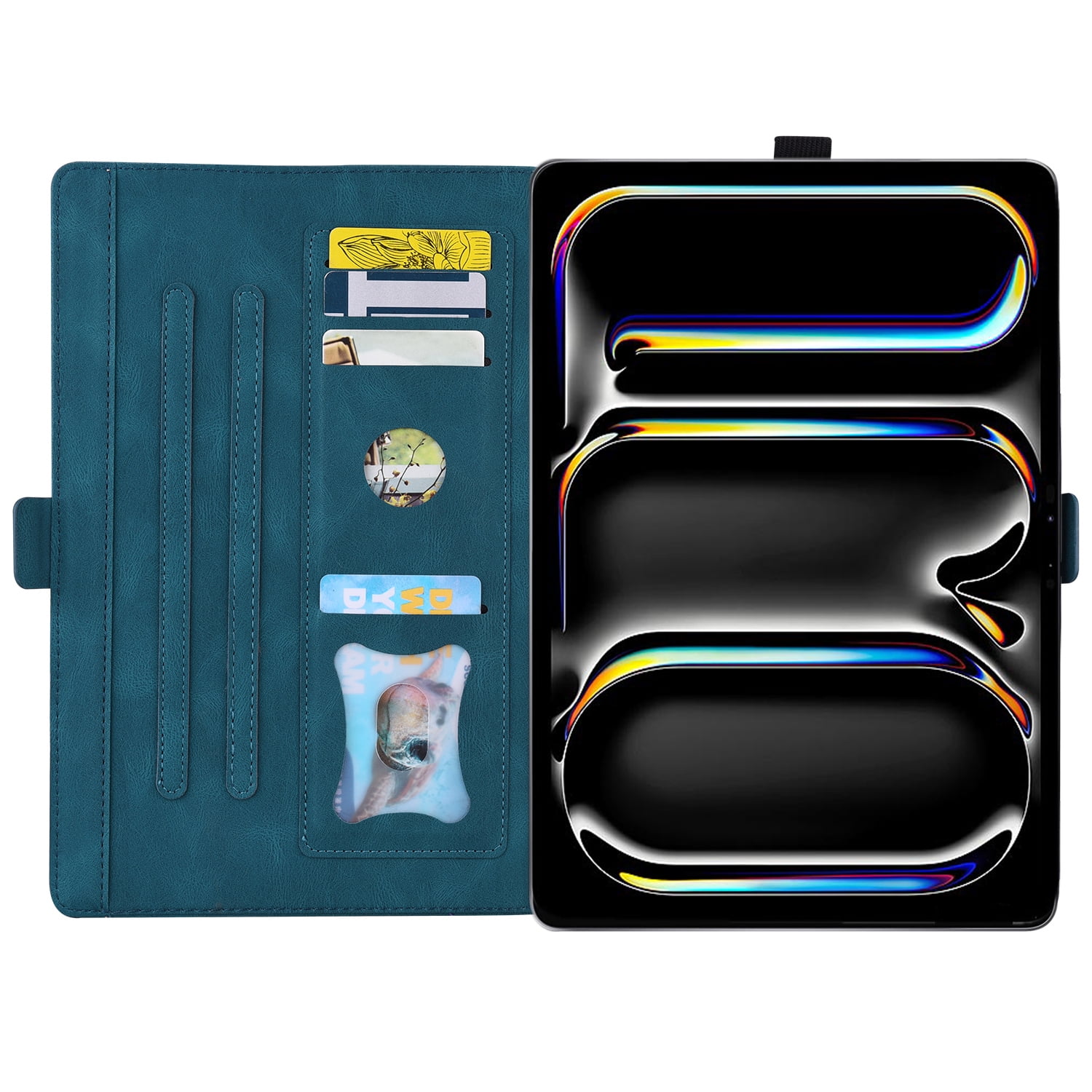 Allytechgroup iPad Pro 11 M4 2024 Case, PU Leather Folio Stand Bumper Anti-Scratch Kickstand Butterfly Embossed Shockproof Slim Fit Pencil Holder Case Cover for Apple iPad Pro 11" 2024, Blue