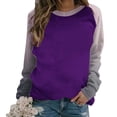 thumbnail image 2 of Women's Casual Color Block Sweatshirts Crewneck Loose Fit Gradient Solid Print Pullover Top Fall Long Sleeve Workout Sweatshirts, 2 of 5