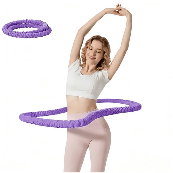 Upgraded Weighted Hoop for Adults - 3.3lb Soft Spring Fitness Hoop for Weight Loss - Foldable Exercise Hoop for Beginners & Home Travel Use
