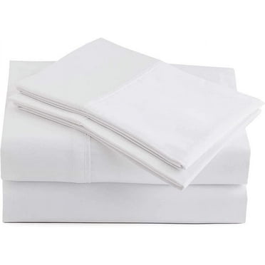 SRP Linen 400 Thread Count 100% Egyptian Cotton 4-Piece Extra Deep Pocket, Bed Sheet Set Fit Upto 24 Inches Deep Pocket, Stripe Pattern (Twin XL, White)