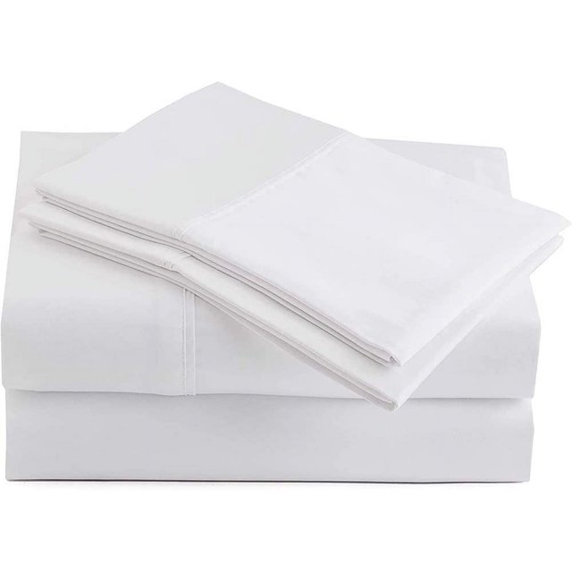 600 Thread Count 4 Piece Sheet Set 15 Inch Deep Pocket 100% Egyptian Cotton Color White Solid Size Full