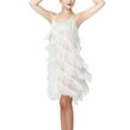 thumbnail image 2 of Doomiva Women's Sequins Tassel Dance 1920s Flapper Cocktail Party Dress Latin Ballroom Dance Dress White 3XL, 2 of 7