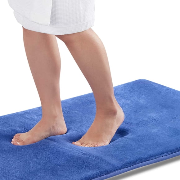 Genteele Memory Foam Bath Mat Non Slip Absorbent Super Cozy Velvet Bathroom Rug Carpet (60 inches X 17 inches, Royal Blue)