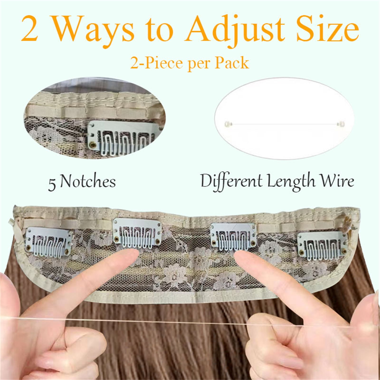 2 Pack 18 In Halo Hair Extensions, Glueless Wigs Pre Plucked Pre Cut, Synthetic Fiber Wig for Women