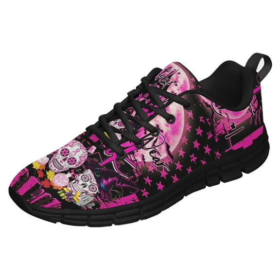 Breast Cancer Awareness In October We Wear Pink Running Shoes Sneakers Mesh Black Size 3.5