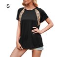 thumbnail image 1 of Femmes T-shirt Imprimé Manches Courtes Col Rond Été T Haut Décontracté, Noir, S, 1 of 8