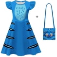 thumbnail image 4 of Vestido de seda color leche con estampado de tigre K-POP y mangas abullonadas para niñas, con bolso, estilo coreano, disfraz de actuación para niños, varios estilos, 100-150 cm, 4 of 4