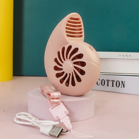 

Saekor Portable Hanging Neck Fan Leafless 2 Speed USB Rechargeable Mini Necklace Fan Pink