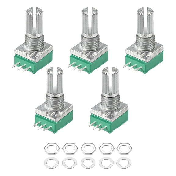 Uxcell 10K Ohm Variable Resistors Single Rotary Carbon Film Taper Potentiometer, 5pack