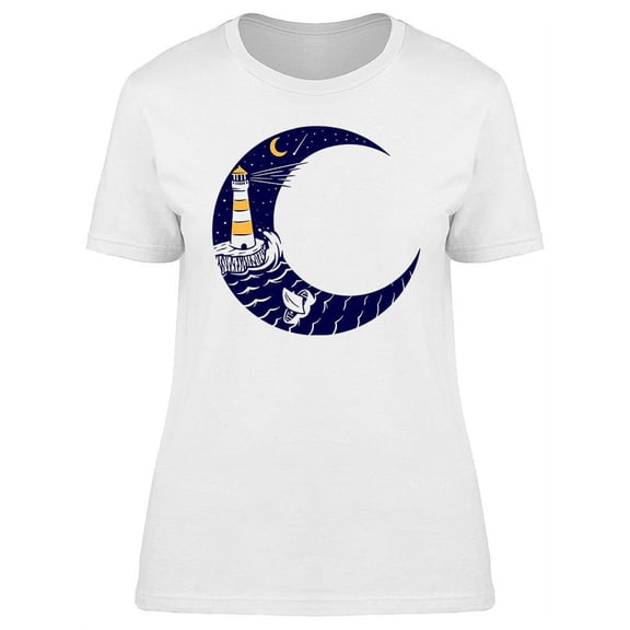 Lighthouse And Moon T-Shirt Women -Image by Shutterstock, Female 3X-Large