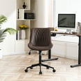 thumbnail image 5 of YOUNIKE Upholstered Desk Chair, Armless Computer Chair with Wheels，Modern Faux Leather Office Chair，Adjustable Swivel Rolling Chair，Adjustable Height，Suitable for Office, Home, Brown, 5 of 15