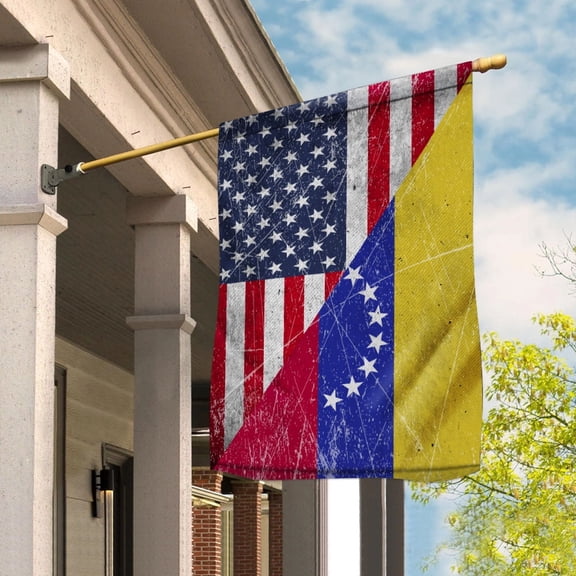 American Flag USA Venezuela Half American Friendship Venezuelan Patriotic House Flag, Double-Sided Decorative Outdoor Flag, Patriotic Polyester Yard Flag 29.5 x 39.5 in