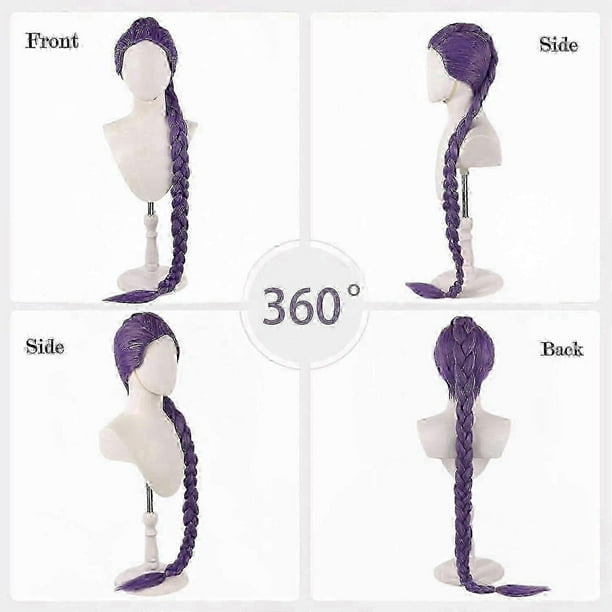 Peluca De Cazador Para Niños | Disfraz De Anime Morado Con Trenzas Largas, Peluca Cosplay De Mira Rumi, Accesorio Realista Para Halloween, Carnaval Y Convenciones