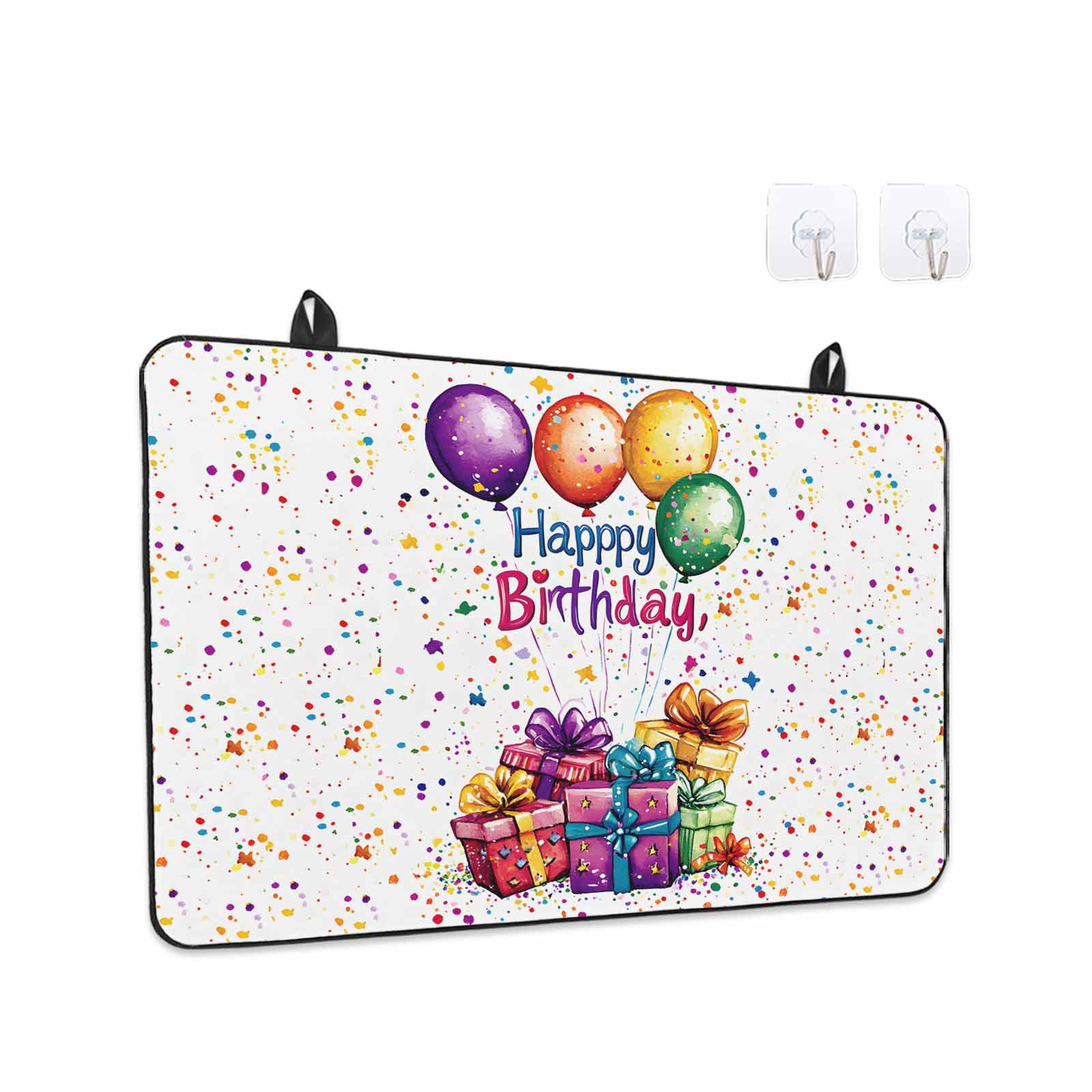 Happy Birthday Stove Top Cover for Electric Stove, Heat-proof & Non Slip Glass Top Stove Cover Protector, Colorful Balloon Gifts Patterns Kitchen Flat Cooktop Rubber Mat 24x21 Inches