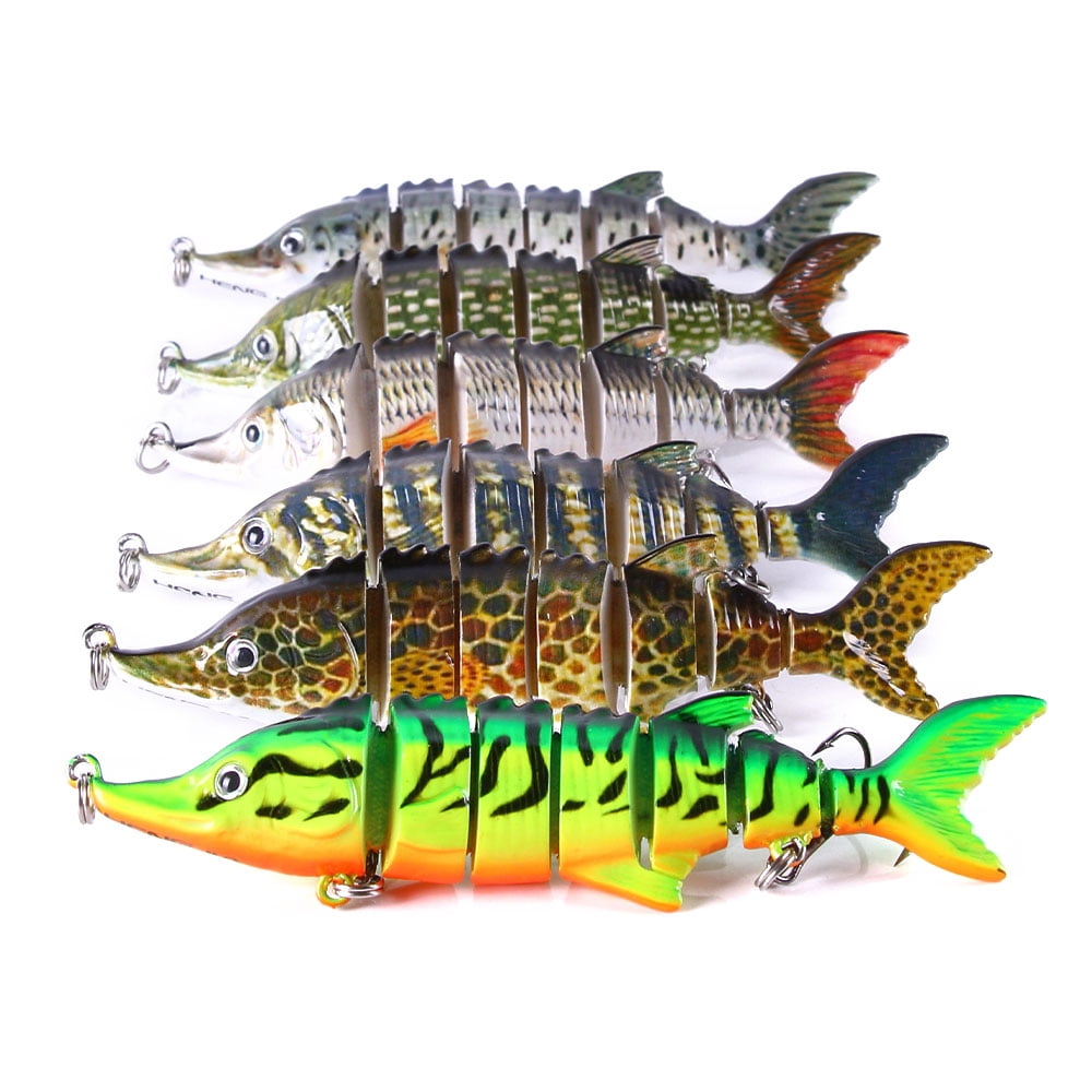 HENGJIA Fishing Lures, 6pcs Large Multi Jointed Fish Fishing Kits Slow Sinking Lifelike Swimbait Freshwater and Saltwater for Trout Bass Lures, 4.33"/0.56oz