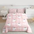thumbnail image 3 of Manfei Girly Pink Ribbon Bedding Comforter Set for Kids, Halloween Ghost Print Twin Comforter Sets, Sugar Gothic Reversible Bedding Set, Luxury Bedroom Decor, 2 Pieces, 3 of 9