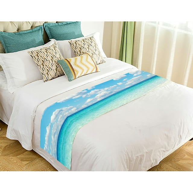 EREHome Chemin de Lit Mer Tropicale Foulard de Lit Décor de Lit 20x95 Pouces