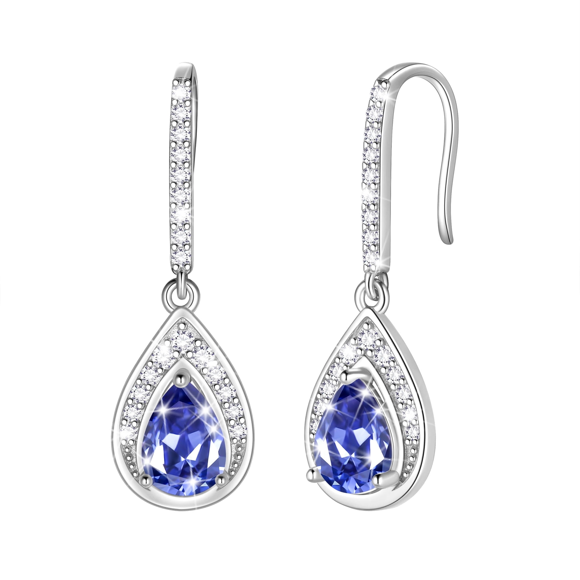 Beautlace 925 Sterling Silver December Birthstone Dangle Earrings, Pear Cut Hook Drop Earrings Jewelry, Birthday Christmas Valentine's Day Gift for Women/Mom/Wife