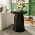 thumbnail image 3 of Rustic Farmhouse Round Pedestal Side Table, Octagonal Base, Water/Scratch-Resistant Wood Grain for Living Room/Bedroom, 3 of 6