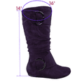 thumbnail image 2 of Women's Casual Flat Heel Side Zip Wide Calf Knee High Mid-Calf Boots Shoes ( Purple, 6.5), 2 of 5