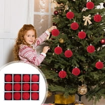 Christmas Decoration Clearance! YgkuHd Flocking Christmas 2.4in12pcs Boxed Christmas Tree Pendant Plastic Painted Velvet Holiday Decorations